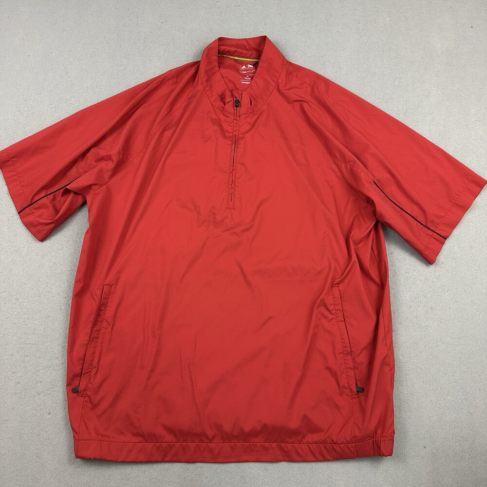 Adidas Golf Jacket Men XL Red Climalite Short Sleeve Lightweight Windbreaker